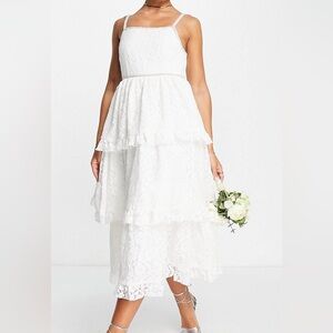 NWT Dream Sister Jane Bridal tiered midi dress